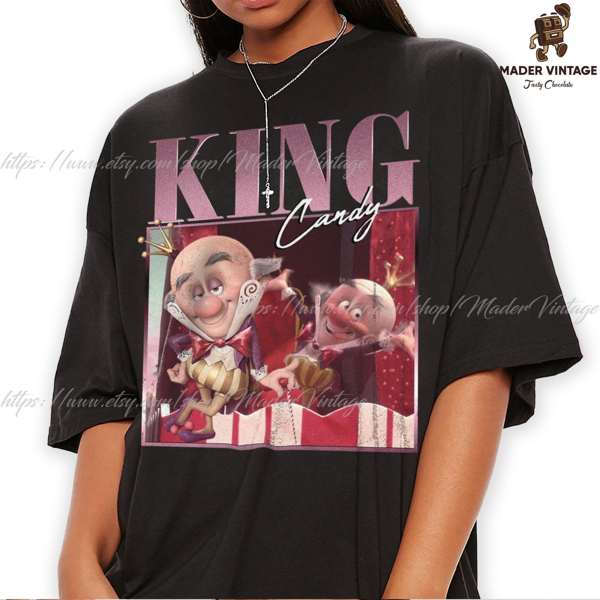 King Von Photo Collage Glitter Boyfriend Fit Girls T-Shirt