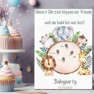 Baby shower libro de visitas descargar cartel animales de safari, cartel del libro de visitas de huellas dactilares bebé