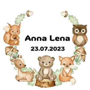Carta natal de animales del bosque, carta natal para interiores o exteriores, Aludibond 2d de alta calidad