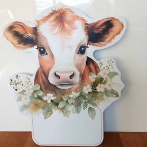 Vaca de la carta natal, regalo personalizable para un nacimiento, bautismo o cumpleaños, idea de regalo individual del padrino, padrino, abuelos