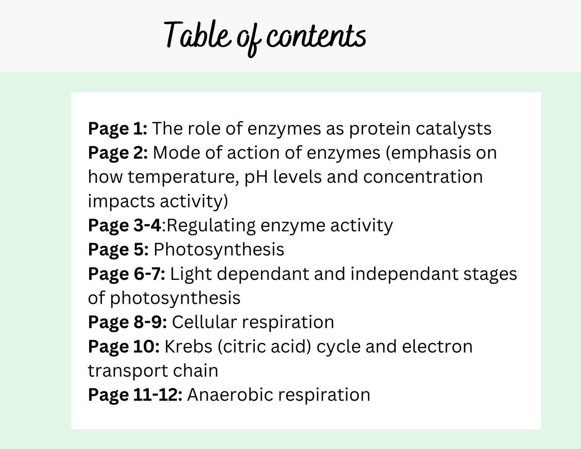 Biology Notes - Photosynthesis and Cellular Respiration - Etsy