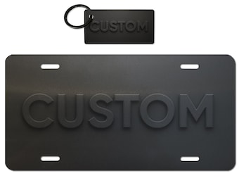 Custom Name License Plate + 4 Black License Plate Screws and Keychain - Personalized Car Tag - Classic 9