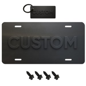 Custom Name License Plate + 4 Black License Plate Screws and Keychain - Personalized Car Tag - Classic 9