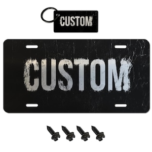 Custom Name Brushed Aluminum License Plate with Keychain