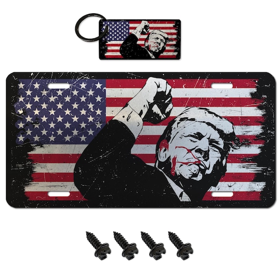 Unbranded Black Aluminum Trump 2024 Skull Flag License Plate – New Car Tag
