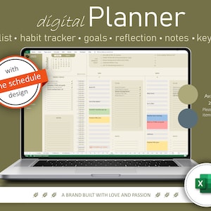 Digital Planner with Time Schedule, Excel To Do List, Daily To Do, Task Tracker, Habit Tracker, Goal Planner, Excel Spreadsheet