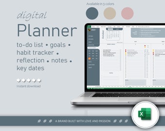 Digital Planner, Excel To Do List, Daily To Do, Task Tracker, Habit Tracker, Habit Planner, Goal Planner, Excel Spreadsheet, Excel Template