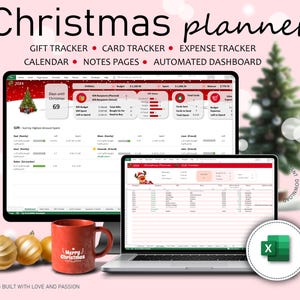 Christmas Planner, Christmas Gift Tracker, Excel Spreadsheet, Christmas Budget Tracker, Card Tracker, Christmas Spreadsheet, Excel Template