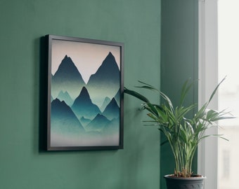 Abstract Mountain Wall Art,landscape digital Print,Modern Home & office Decor Gift for Nature lovers