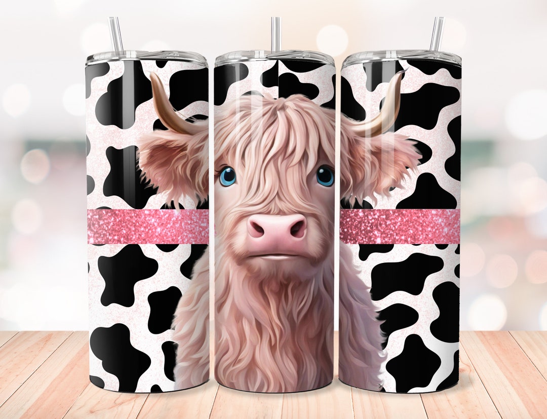 20 Oz, Highland Cow Skinny Tumbler Wrap, 3D Design, Sublimation Design ...