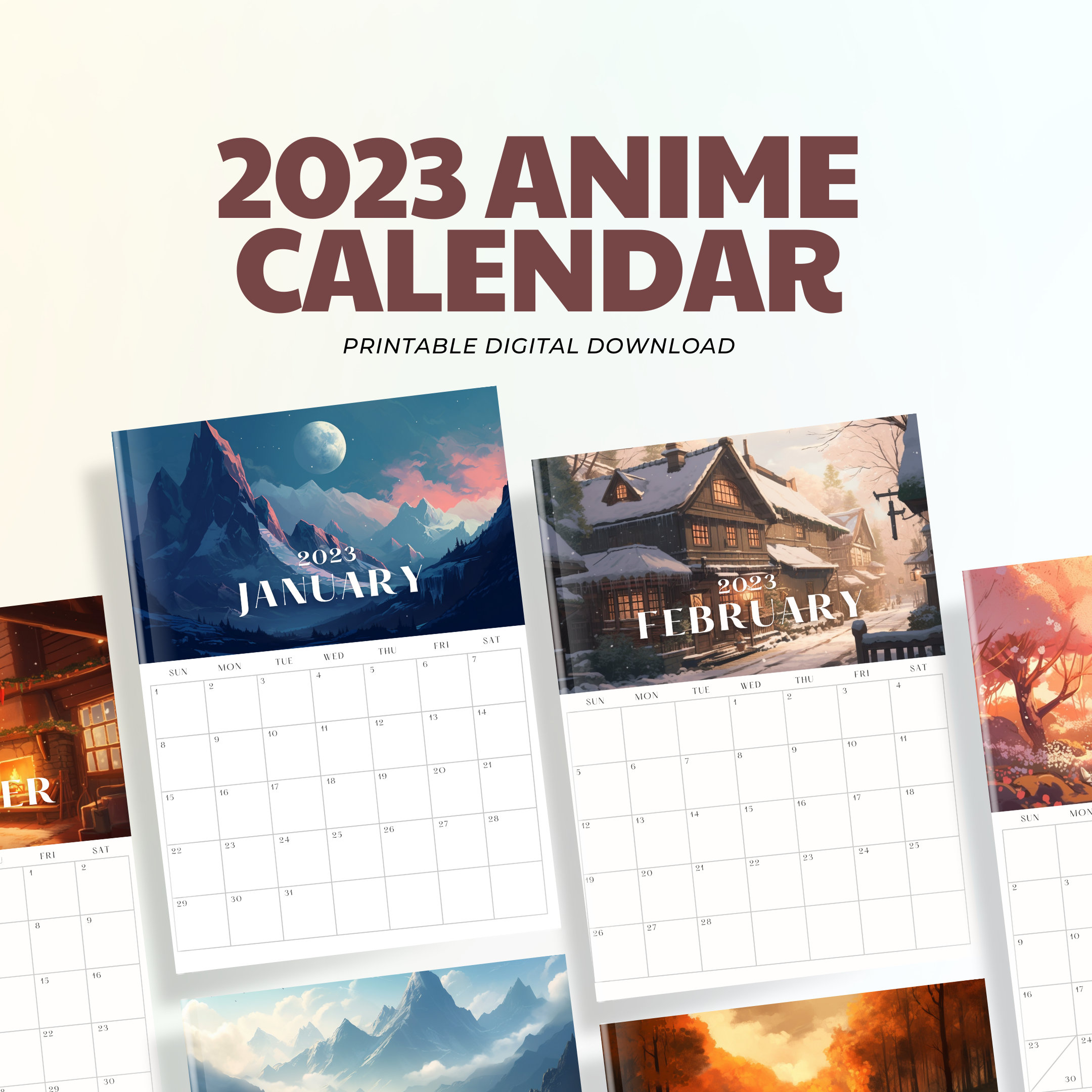 2023 Anime Calendar Digital Print 2023 Printable Calendar - Etsy