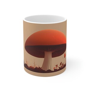 Minimalist Mushroom Mug 11oz Coffee Mug Tea Mug Nature Mug Floral Mug Aesthetic