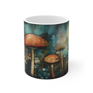 Abstract Mushroom Mug 11oz Coffee Mug Tea Mug Nature Mug Floral Mug Aesthetic