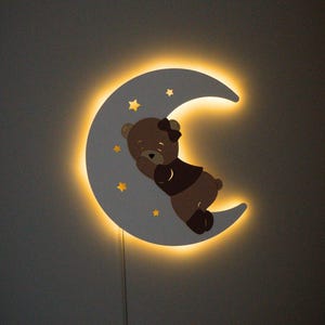 Bear  Night Light – Wooden Wall Lamp – Nursery Wall Decor – Personalized Baby Gift– Baby Room Night Light