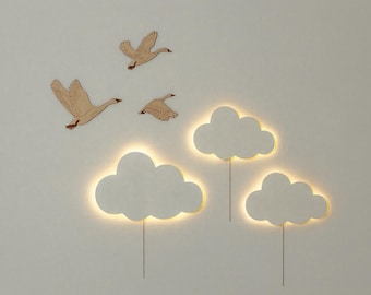 Set of 3 cloud led wall lamp, nursery lighting, lamp shade nursery,  kids room lighting, baby shower gift, Baby Christmas Gift, Toddler gift