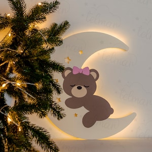 &quot;Nachtlicht &quot;&quot;Mond und Bär&quot;&quot; – Weiches LED Licht für Babys Kinderzimmer, Kleinkindzimmer oder Kinderzimmer.&quot;
