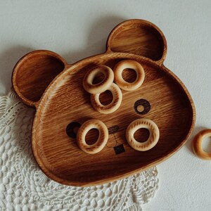 Wooden Kids Plate Bear Shape ,Baby Feeding Plate | Toddler Dish , Montessori Baby Tableware , Eco-Friendly Baby Gift