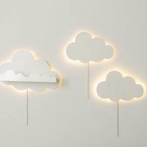 Wooden Cloud Shelf Night Light - Nursery Cloud Lamp, Baby Room Decor, Kids Room Lighting, Decorative Cloud Shelf, Baby Nightlight with Shelf