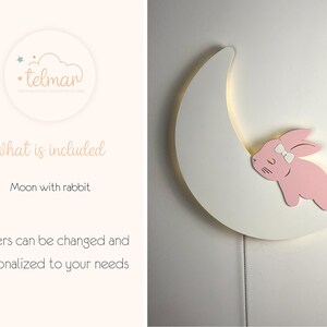 Bunny on the Moon – Soft LED Lamp for Kids' Room, Nursery, or Baby’s Bedroom, Night Light for baby Cute Sleep Aid and Newborn Gift image 2