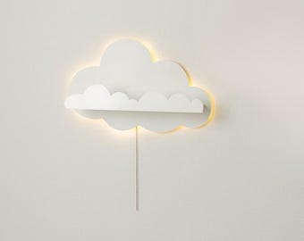 Estante decorativo de madera con iluminación LED: estante flotante hecho a mano para decorar paredes.