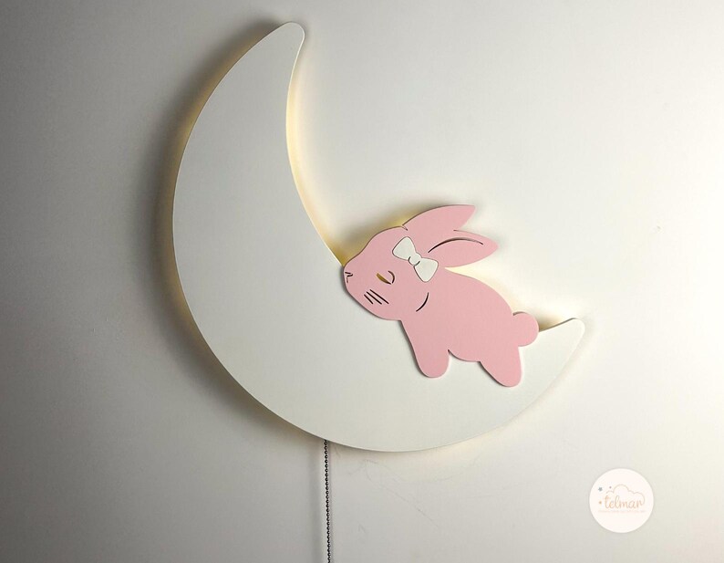 Bunny on the Moon – Soft LED Lamp for Kids' Room, Nursery, or Baby’s Bedroom, Night Light for baby Cute Sleep Aid and Newborn Gift image 4