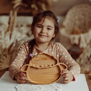 Holzschafteller, umweltfreundliche Babyfütterungsschale, Montessori-Kleinkind-Gericht, Holzteller für Kinder