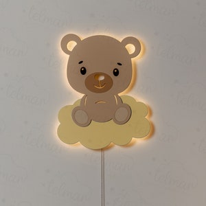 Bear on Cloud Night Light – Nursery LED Lamp, Cute Baby Room Decor, Kids Nightlight, Toddler Sleep Lamp, Soft Warm Light, Baby Shower Gift