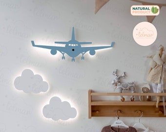 Kinderzimmer Wandbeleuchtung , Flugzeug Licht , Flugzeug und Wolke Wandlampe , Kinder Wandlampe , Kinderzimmer Lampe , Babyzimmer Dekor