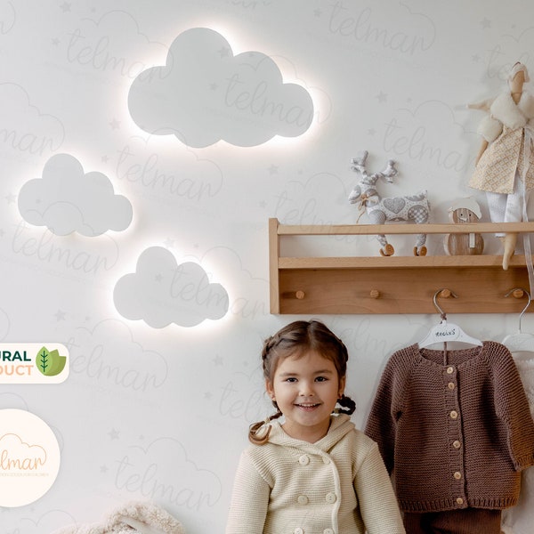 Applique murale nuage pour chambre de bébé, lumière nuageuse, veilleuse nuage, décoration pour chambre de bébé, cadeau de Noël, veilleuse pour bébé, veilleuse LED, cadeau pour enfants