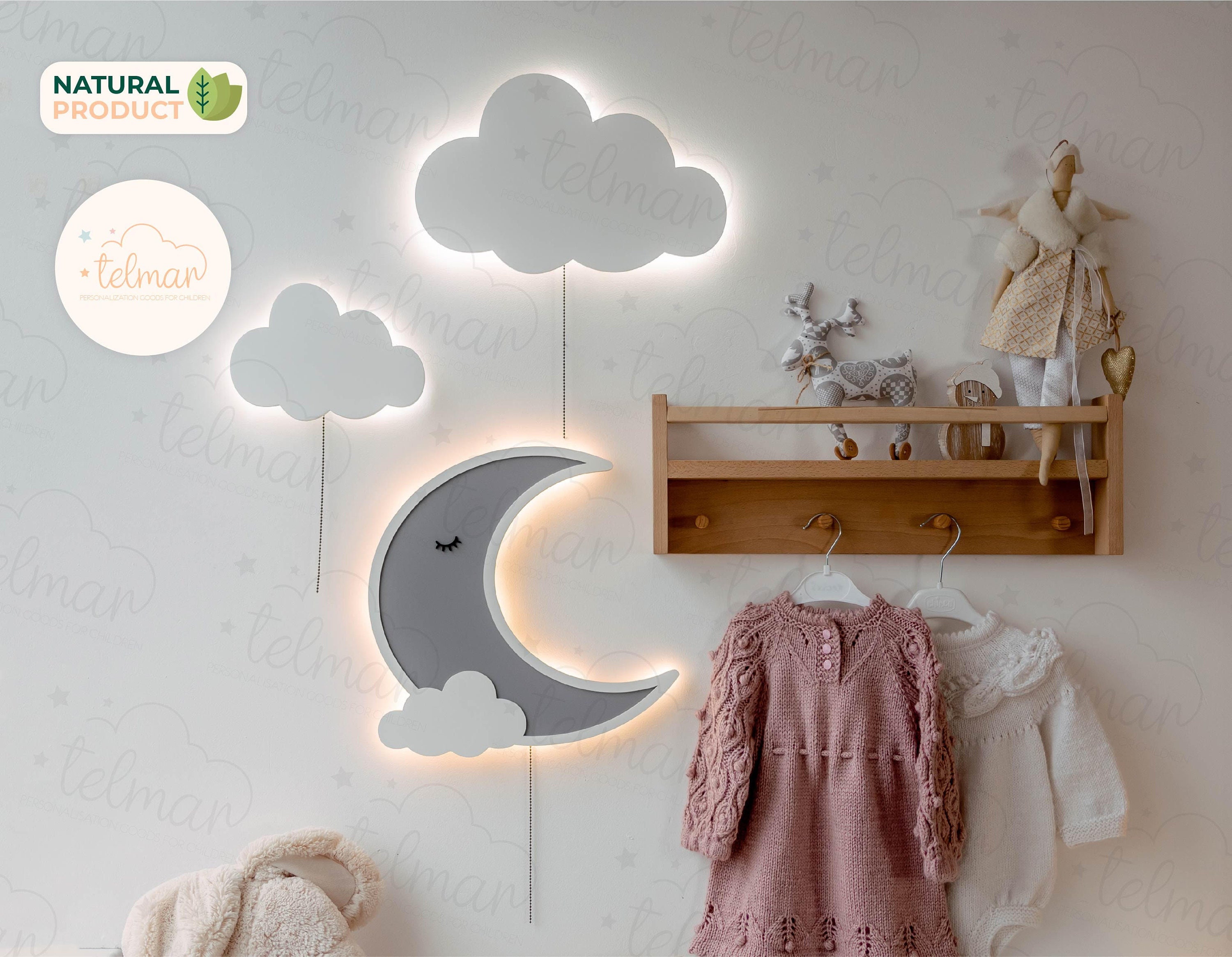 AULTRA Luz nocturna de nube para niños, lámpara de nube que cambia de color  para niños, decoración de habitación de nube para niñas, luz nocturna de