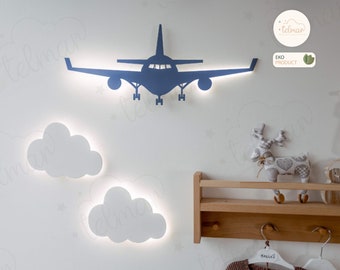 Kids night light , Airplane light , Airplane and Cloud wall lamp , Kids Wall Lamp , Nursery Lamp , Baby Room Decor, Baby Shower Gift