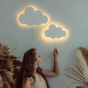 Cloud Night Light Set of 2 | LED Wall Night Lamps for Kids Room | Soft Glow Nursery Decor | Baby Room Cloud Lights