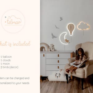 Led Night Light, Cloud Nursery Wall Light, Cloud Light, Cloud Night Light, Baby Room Decor, Christmas Gift, Baby Night Light, Gift For Kids image 2