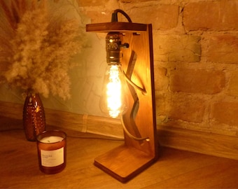 Wooden Table Lamp, Rustic Bedside Desk Lamps, Cozy Lighting, Handmade Wood Night Lights, Gift for Wedding or Home Decor
