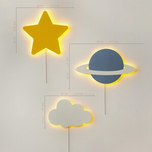 Star Planet Cloud Night Light Set – Kids LED Wall Lamp, Nursery Decor Gift image 5