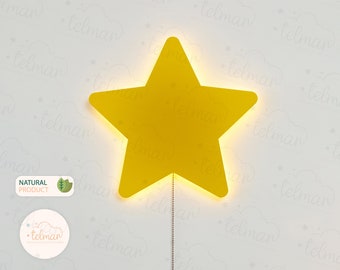Kinderkamerverlichting: sterrenwandlamp voor baby, houten lampenkap kinderkamer, sterrenlichtlamp, peutercadeau, uniek babycadeau, baby-kerstcadeau