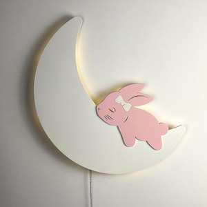 Bunny on the Moon – Soft LED Lamp for Kids' Room, Nursery, or Baby’s Bedroom, Night Light for baby Cute Sleep Aid and Newborn Gift image 1