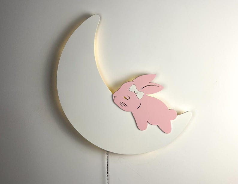 Bunny on the Moon – Soft LED Lamp for Kids' Room, Nursery, or Baby’s Bedroom, Night Light for baby Cute Sleep Aid and Newborn Gift image 1