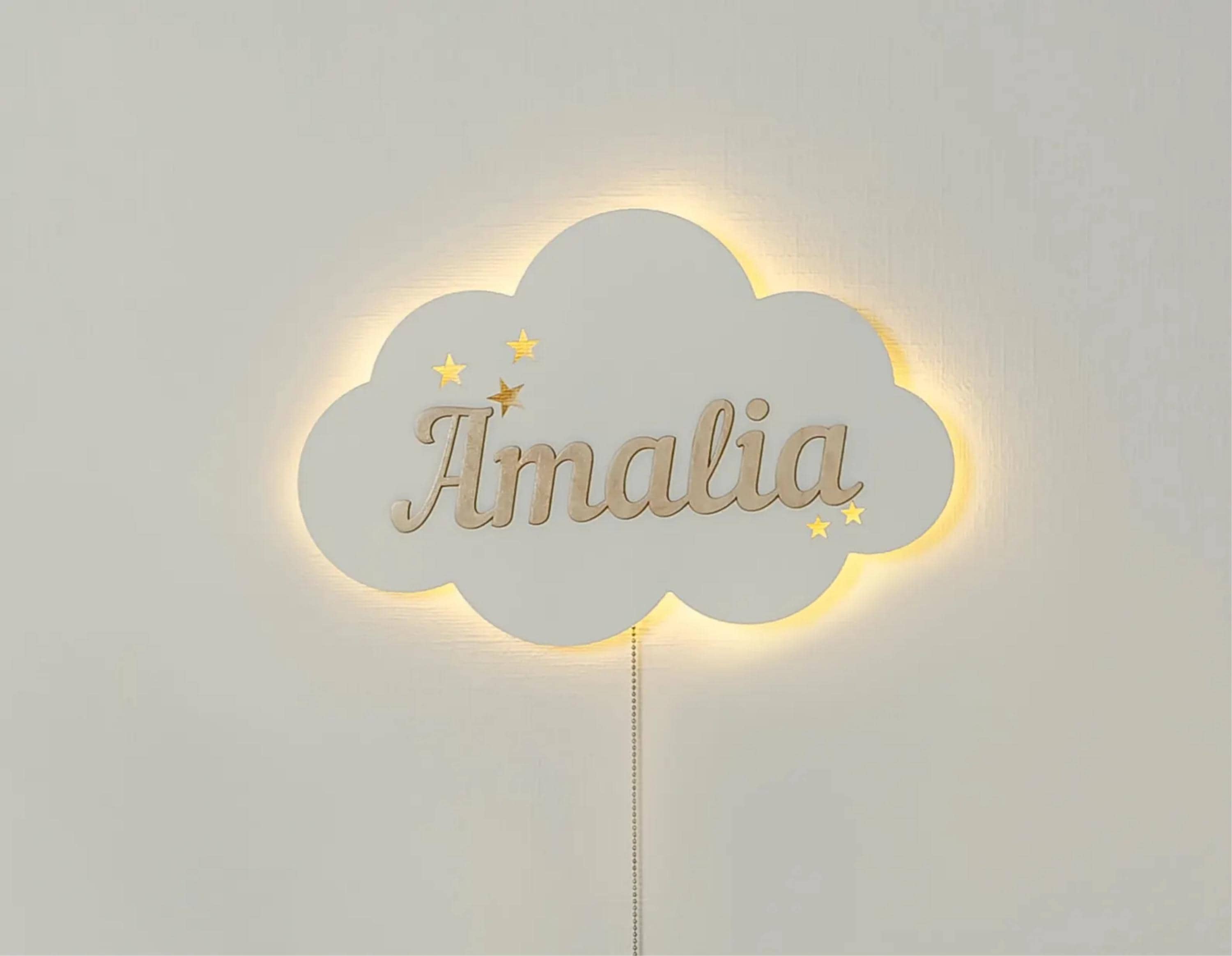 Custom Name Wooden Night Light – Personalized LED Wall Lamp for Kids, Baby Room Nightlight, Nursery Wall Decor