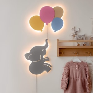 Set of 2 Baby Room Light, Night Light for Baby, Nursery Wall Light, Cloud Light, Cloud Lamp, Nursery Wall Decor, Elephant Nursery Decor