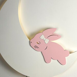 Bunny on the Moon – Soft LED Lamp for Kids' Room, Nursery, or Baby’s Bedroom, Night Light for baby Cute Sleep Aid and Newborn Gift image 5