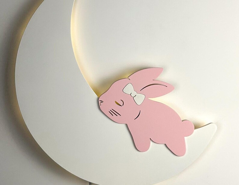 Bunny on the Moon – Soft LED Lamp for Kids' Room, Nursery, or Baby’s Bedroom, Night Light for baby Cute Sleep Aid and Newborn Gift image 5
