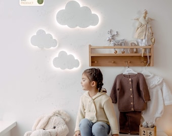 Set of 3 cloud led wall lamp, nursery lighting, lamp shade nursery,  kids room lighting, baby shower gift, Baby Christmas Gift, Toddler gift