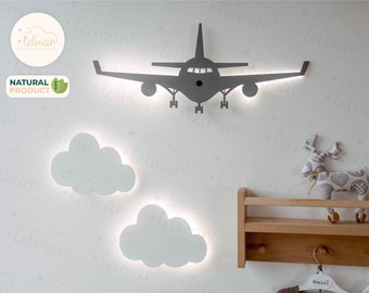 Veilleuse d'avion pour bébé, éclairage de chambre de bébé, lampe d'avion, décoration de chambre d'enfant, applique murale pour enfants, lampe d'avion, éclairage de chambre de bébé