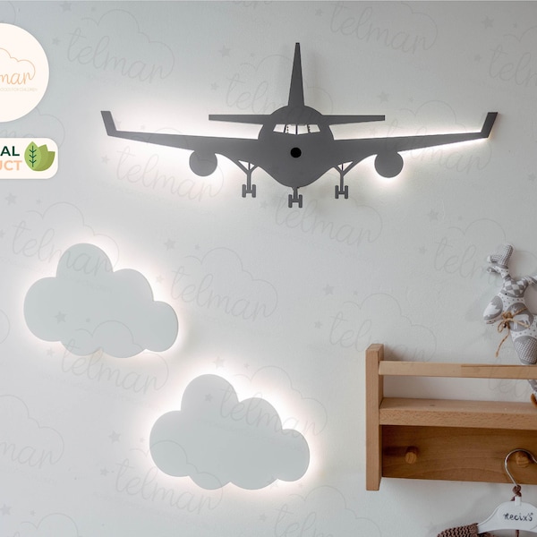 Veilleuse d'avion pour bébé, éclairage de chambre de bébé, lampe d'avion, décoration de chambre d'enfant, applique murale pour enfants, lampe d'avion, éclairage de chambre de bébé