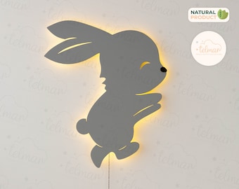 Iluminación de pared de vivero de conejo, luz de conejito, lámpara de pared de conejito, lámpara de pared para niños, lámpara de guardería, decoración de habitación de bebé, luces para niños