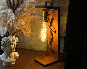 Table Lamps - Desk Lamps, Wooden Bedside Lamp, Desk Light, Wood Table Lamp, Night Wooden Lamp, Bedroom Table Lamp, Wedding Gift