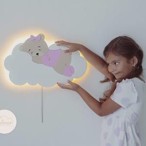 Hölzernes Bären-Nachtlicht - Entzückende LED-Lampe für Kinderzimmer - Babyzimmer-Dekor - Perfektes Geschenk für Kinder