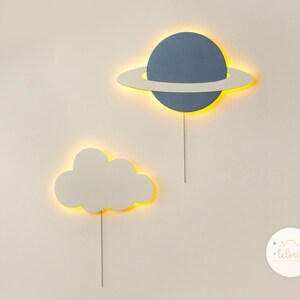 Star Planet Cloud Night Light Set – Kids LED Wall Lamp, Nursery Decor Gift image 3