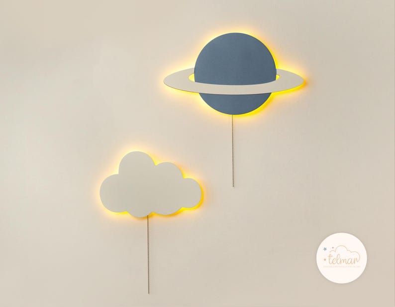 Star Planet Cloud Night Light Set – Kids LED Wall Lamp, Nursery Decor Gift image 3